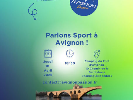 ➡️ Notre laboratoire citoyen « Avignon, Passion » a le plaisir de vous convier à une nouvelle réunion publique ouverte à tous, sur le thème du sport à Avignon