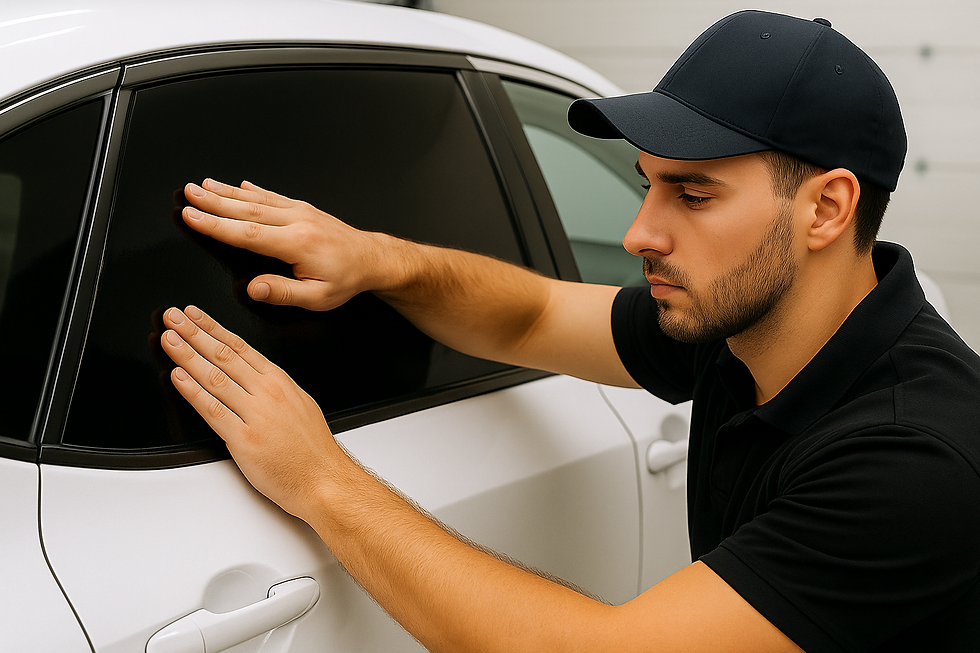 Tecnico Vetriblack applica pellicola oscurante su finestrini posteriori a Vicenza