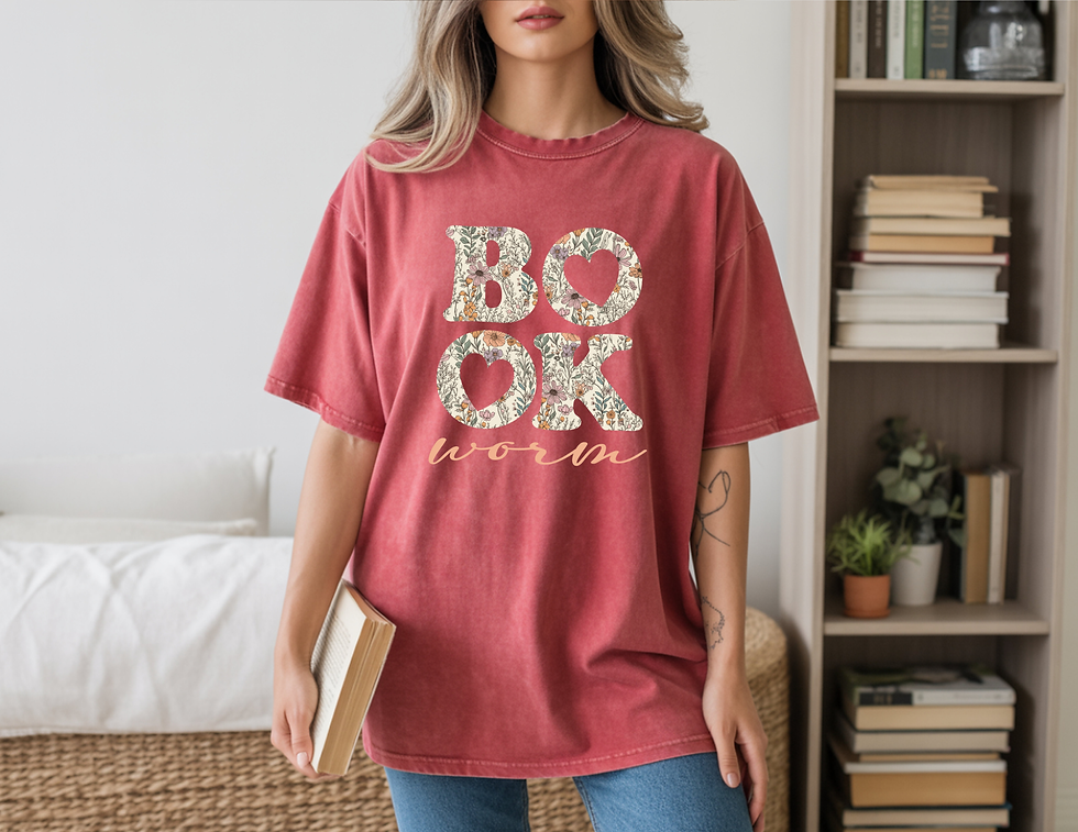 Thumbnail: Bookworm Floral Heart Shirt | Book Lover Gift | Teacher Appreciation