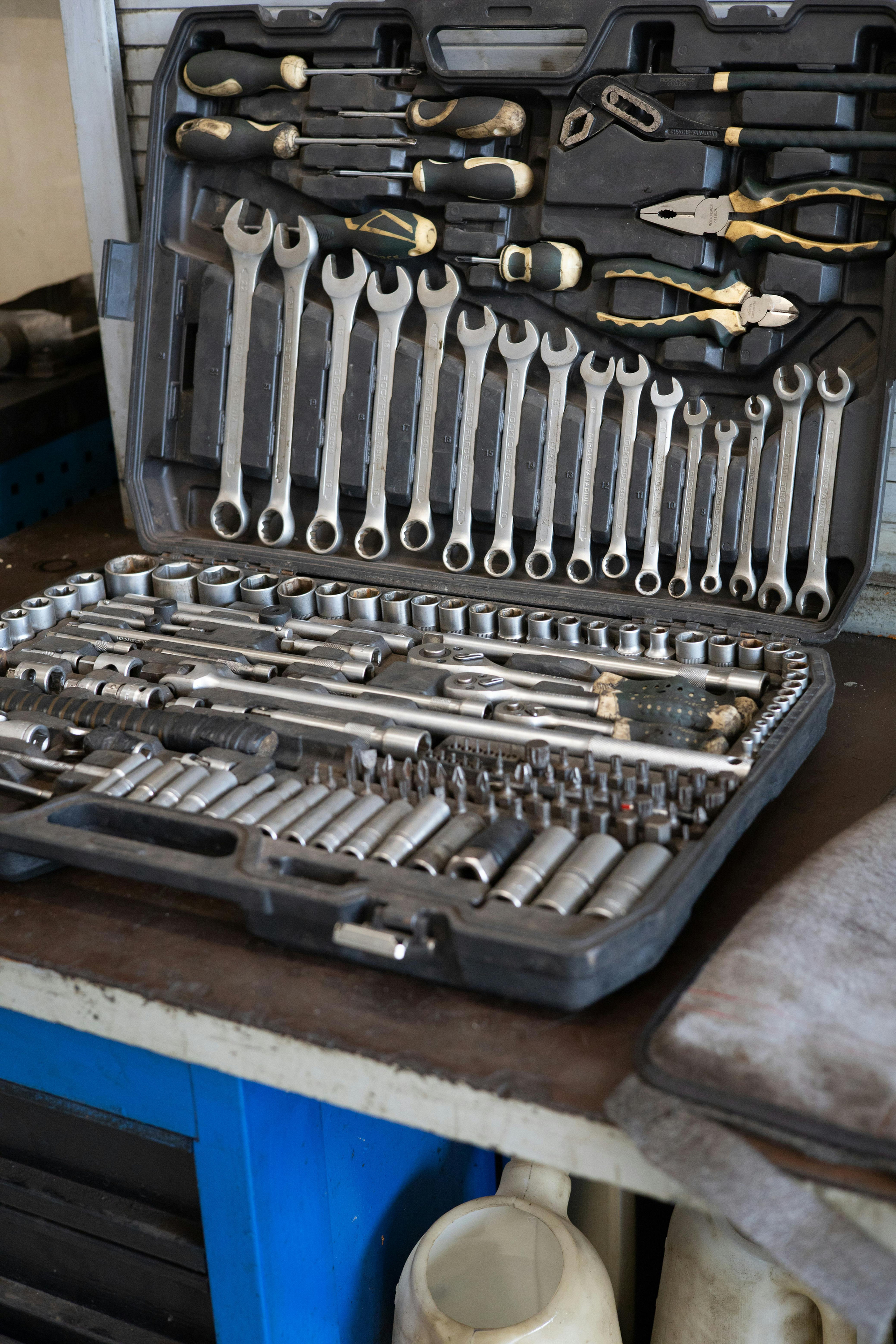Mechanic's well-stocked tool box, wrenches, sockets, and more