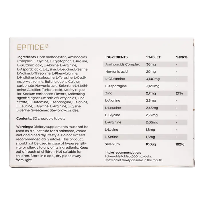EPITIDE® supplement facts: ingredients, amounts, warnings