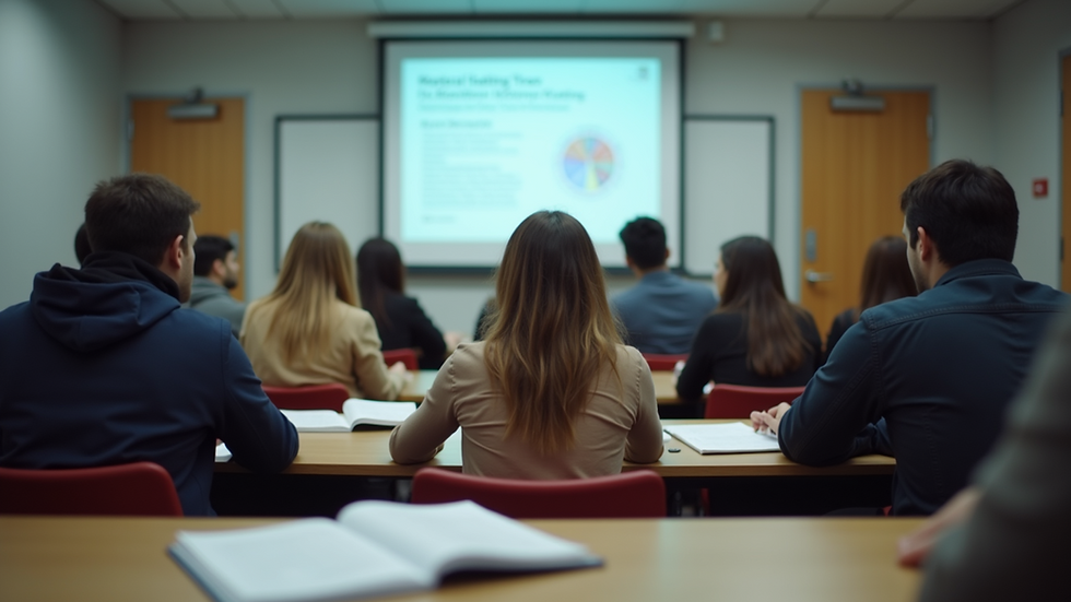 Wide angle view of an educational seminar with students engaged in learning
