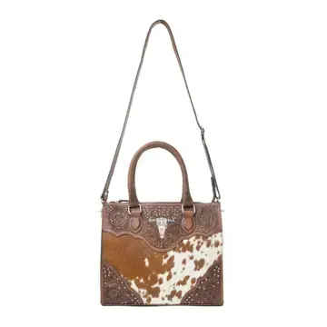 Thumbnail: Timber Trail Hairon Leather Concealed Carry Bag in Cream Mocha