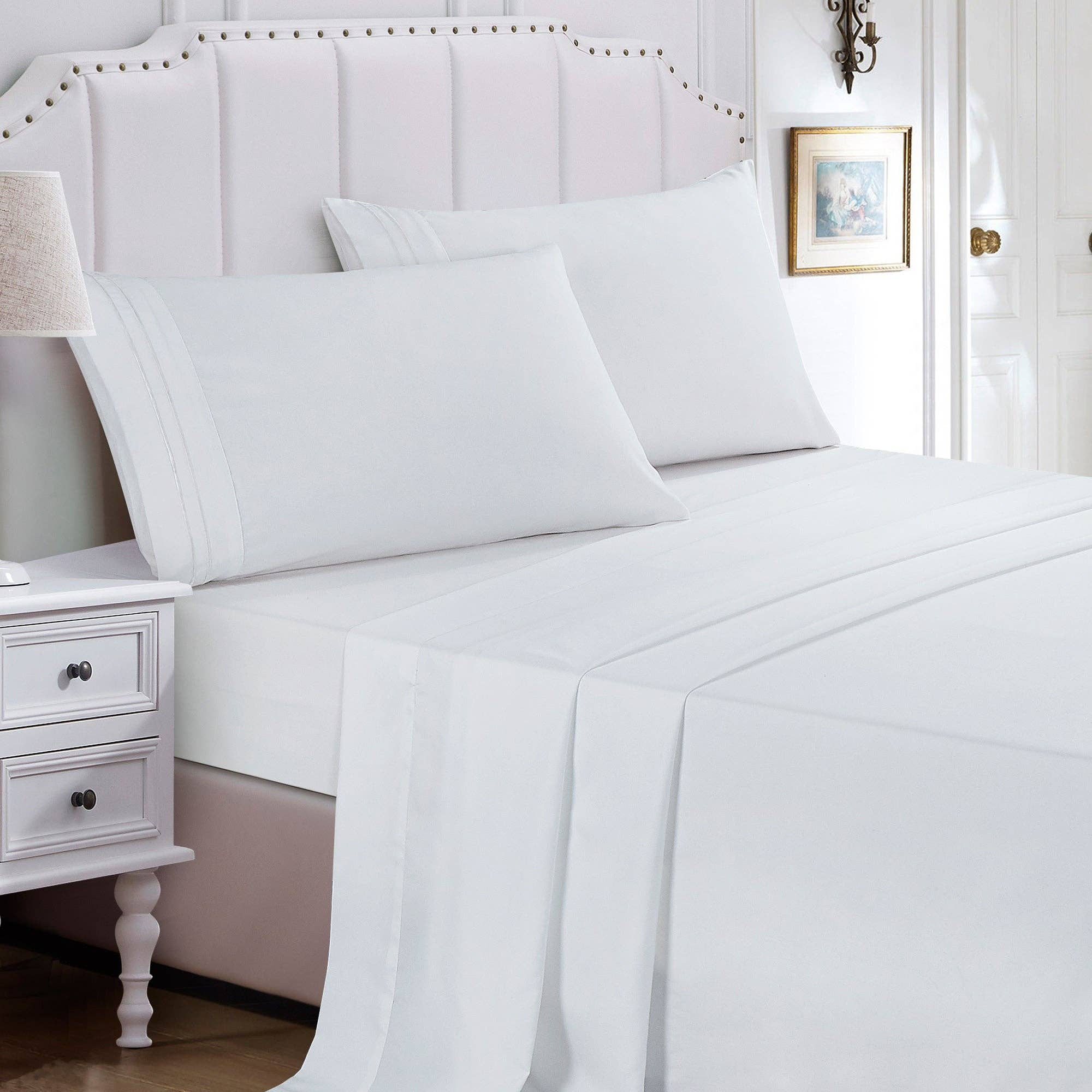 Soft Microfiber Deep Pocket Bed Sheets - 4 Piece Set: White, Cal King