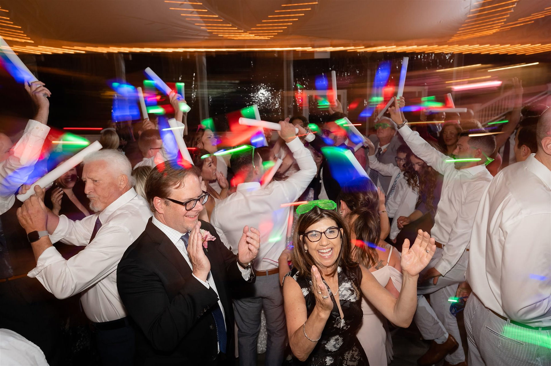 dance party at wedding reception at Popponesset Inn tent