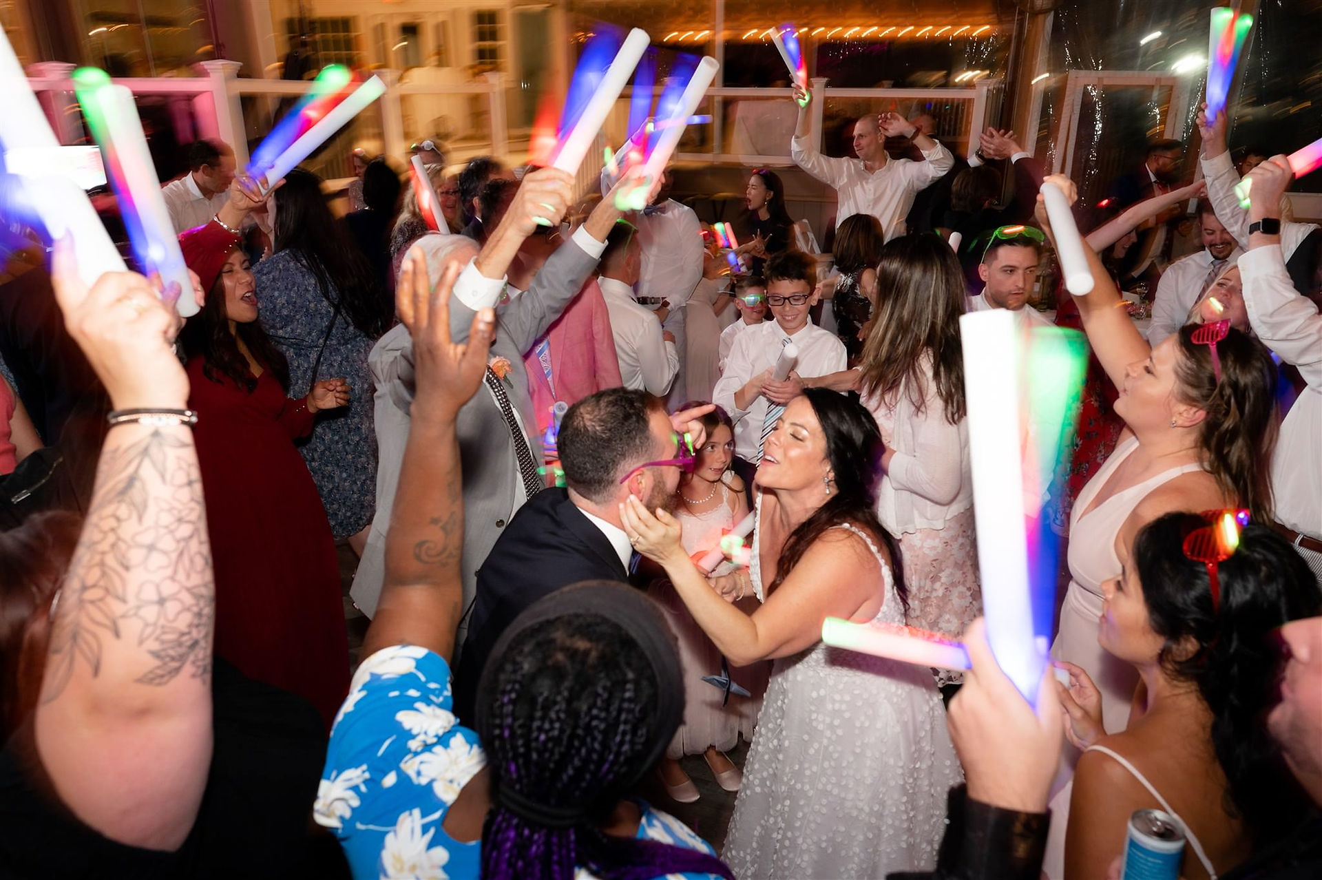 dance party at wedding reception at Popponesset Inn tent