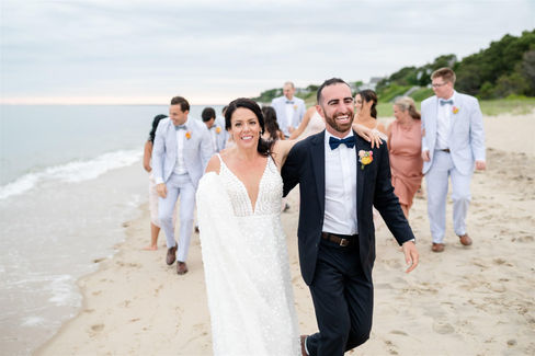 Cape Cod beach wedding party photos