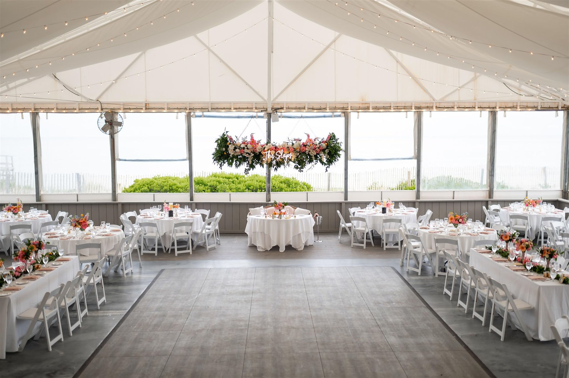 Popponesset Inn Tent Wedding reception tables