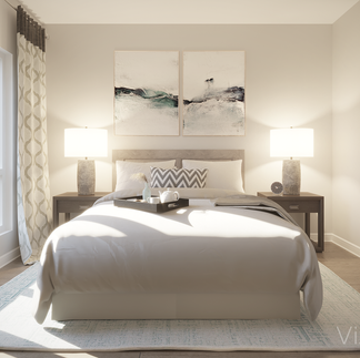 Bedroom 3D rendering of condo for ski resort located in BC and Ontario Canada