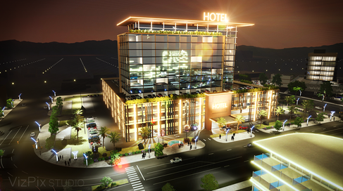 Reno Nevada architectural visualization, animated fly-through downtown Reno