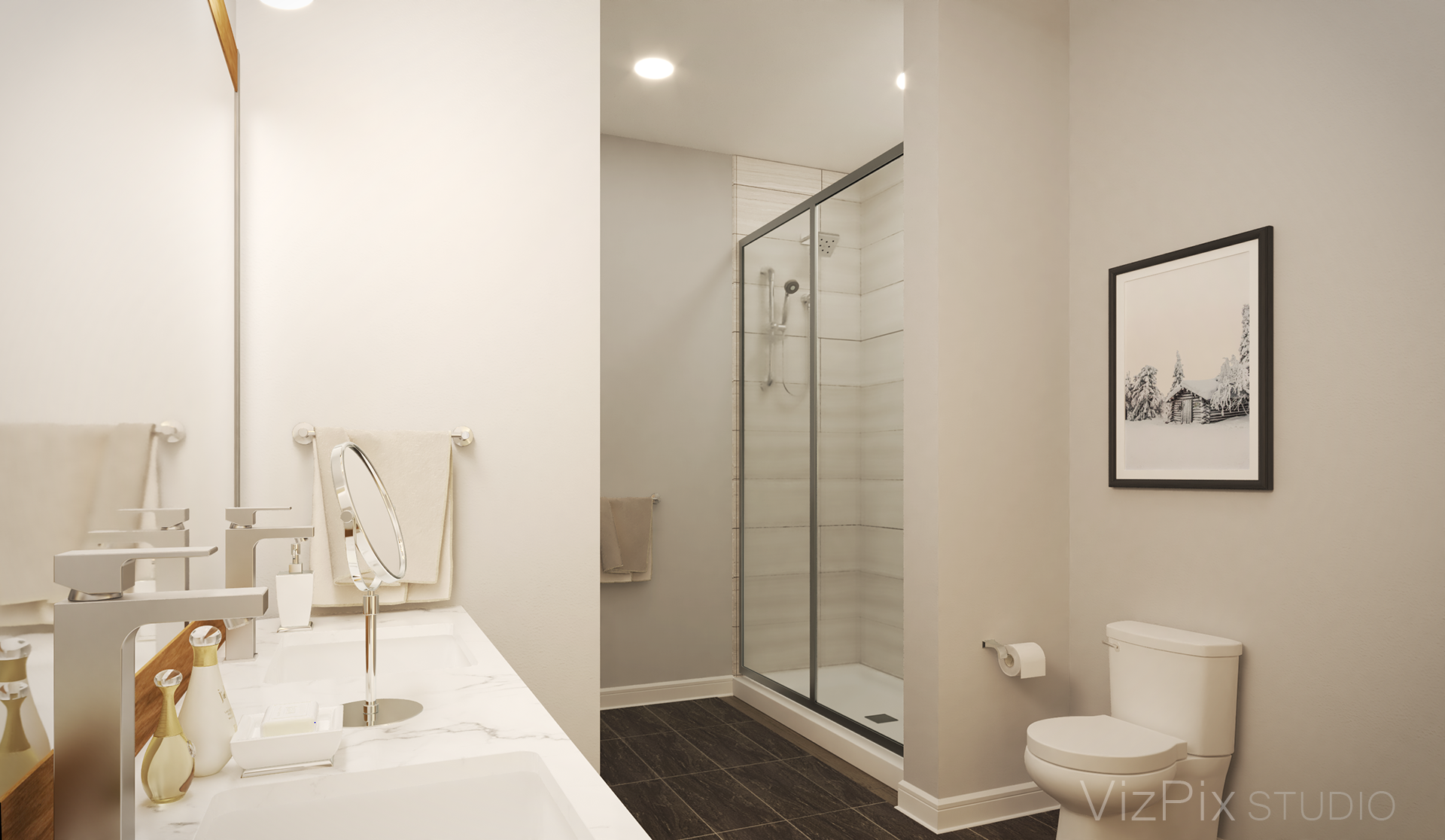Bathroom 3d render for condo located in BC and Ontario Canada