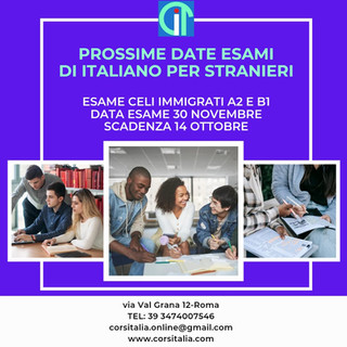 Prossime date esame di italiano per stranieri