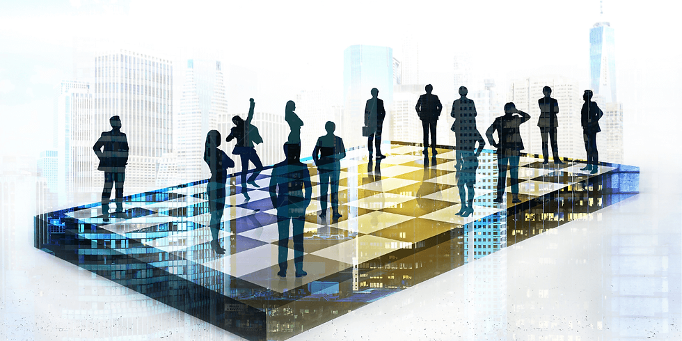 This image symbolizes the strategic guidance of fractional CMOs, with business leaders on a chessboard