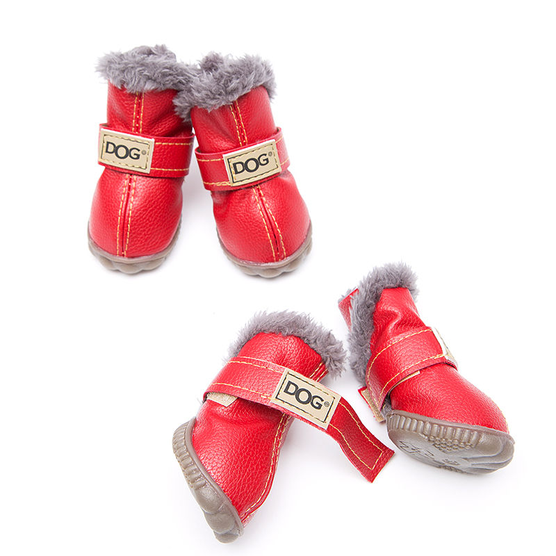 Thumbnail: Dogs Winter Snow Boots Leather Dog Shoes Waterproof Anti Slip Pet Shoes