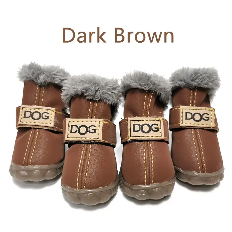 Thumbnail: Winter Pet Dog Shoes Snow Boots Waterproof Fur Small Dogs Cotton Non Slip XS
