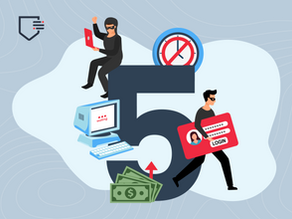 The number 5 surrounded by indicators of major banking challenges