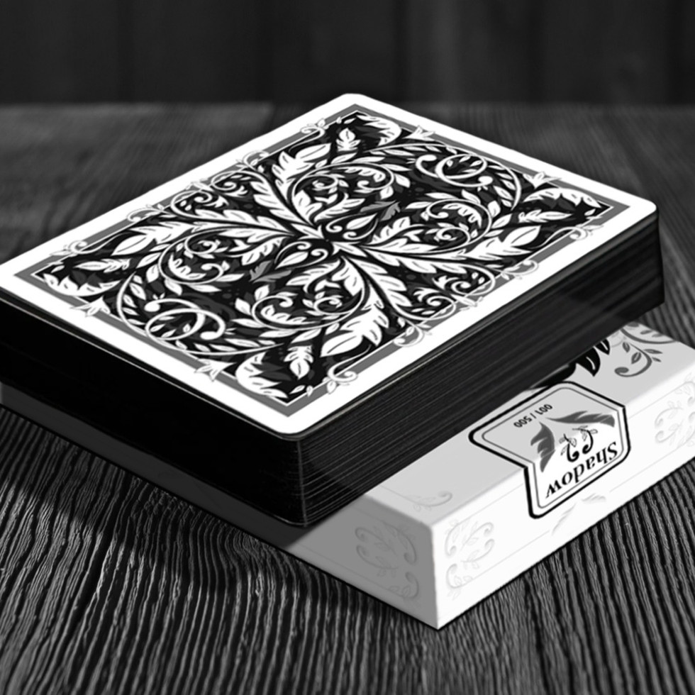 White Leaves Playing Cards - Shadow Edition | Dutch Card House Company