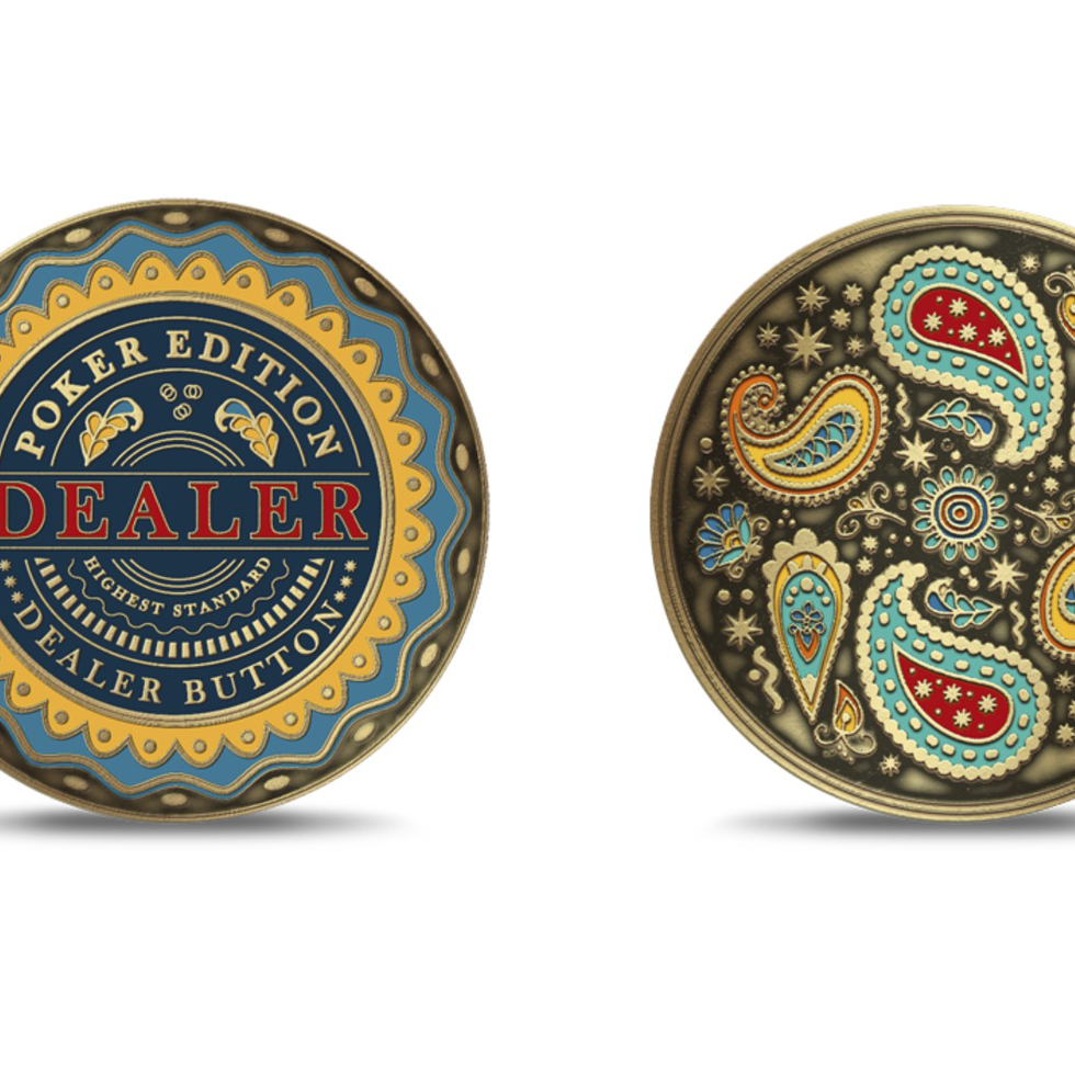 Paisley Poker Dealer Coin - Gold Finish | Dutch Card House Company