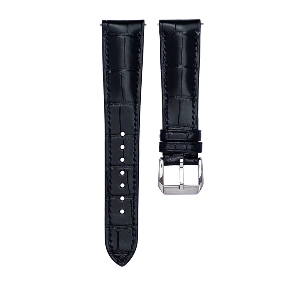 Time to Play Watch - leather watch strap Black