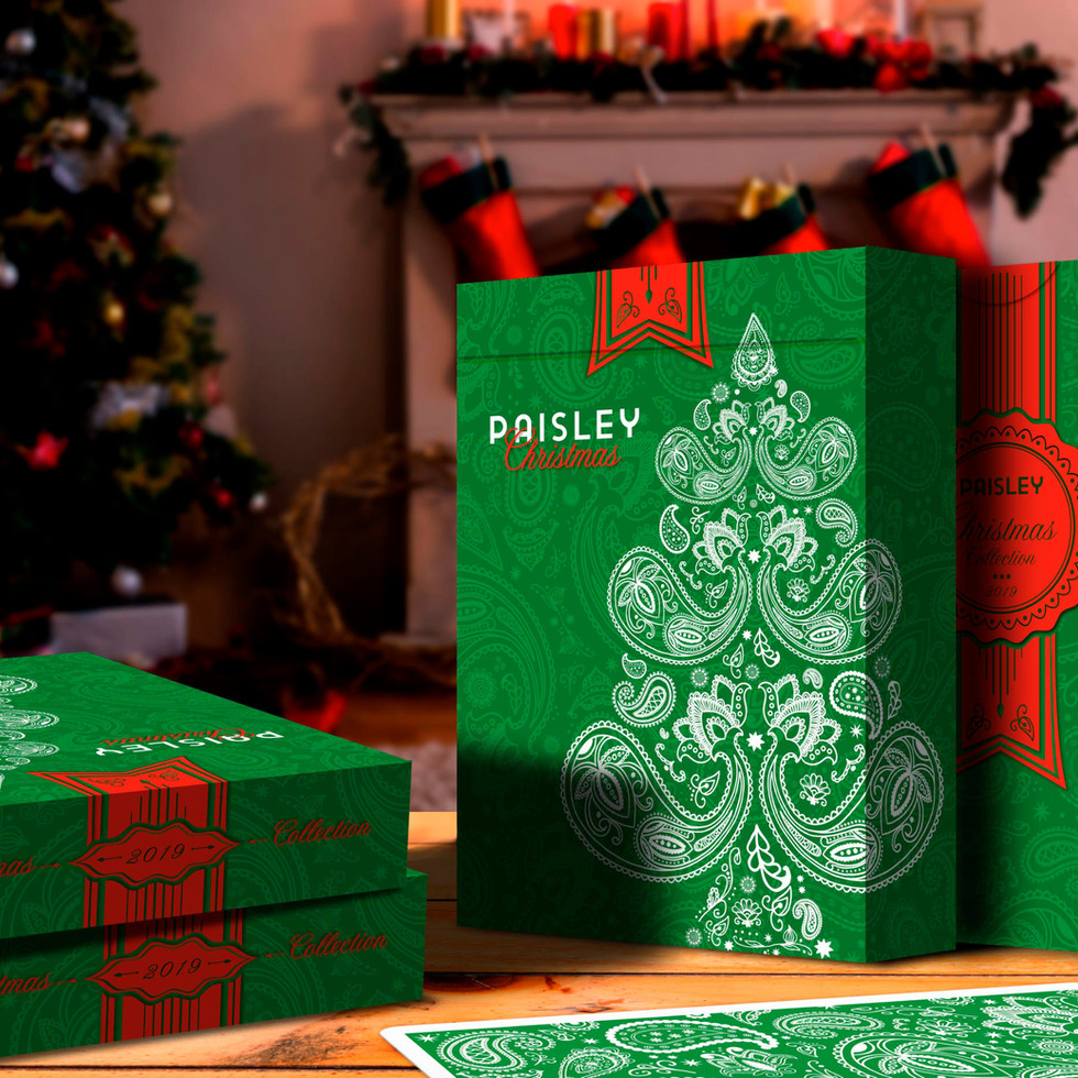 Paisley Playing Cards - Metallic Green Christmas Edition