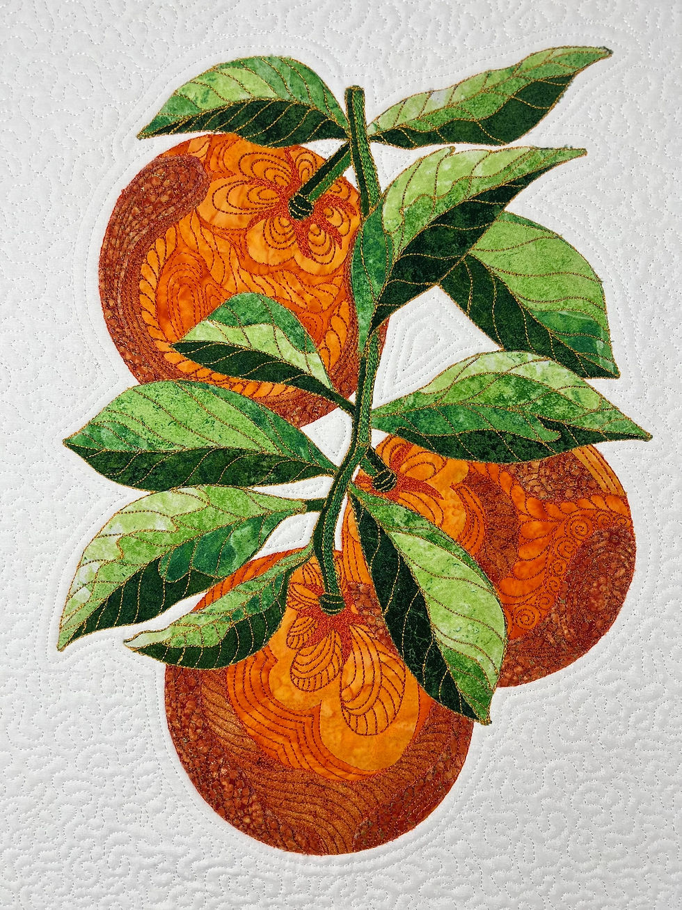 Thumbnail: Fruits ensoleillés - Appliqué aux bords crus avec design de piqué libre