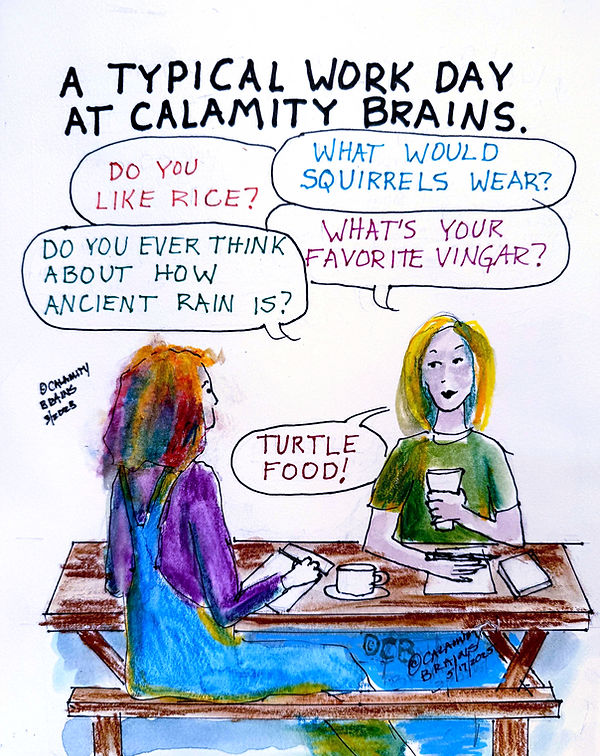 Cartoon of two women having a neurodivergent conversation