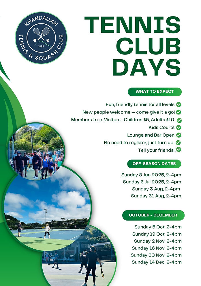 Khandallah Tennis and Squash Club Tennis Club Days