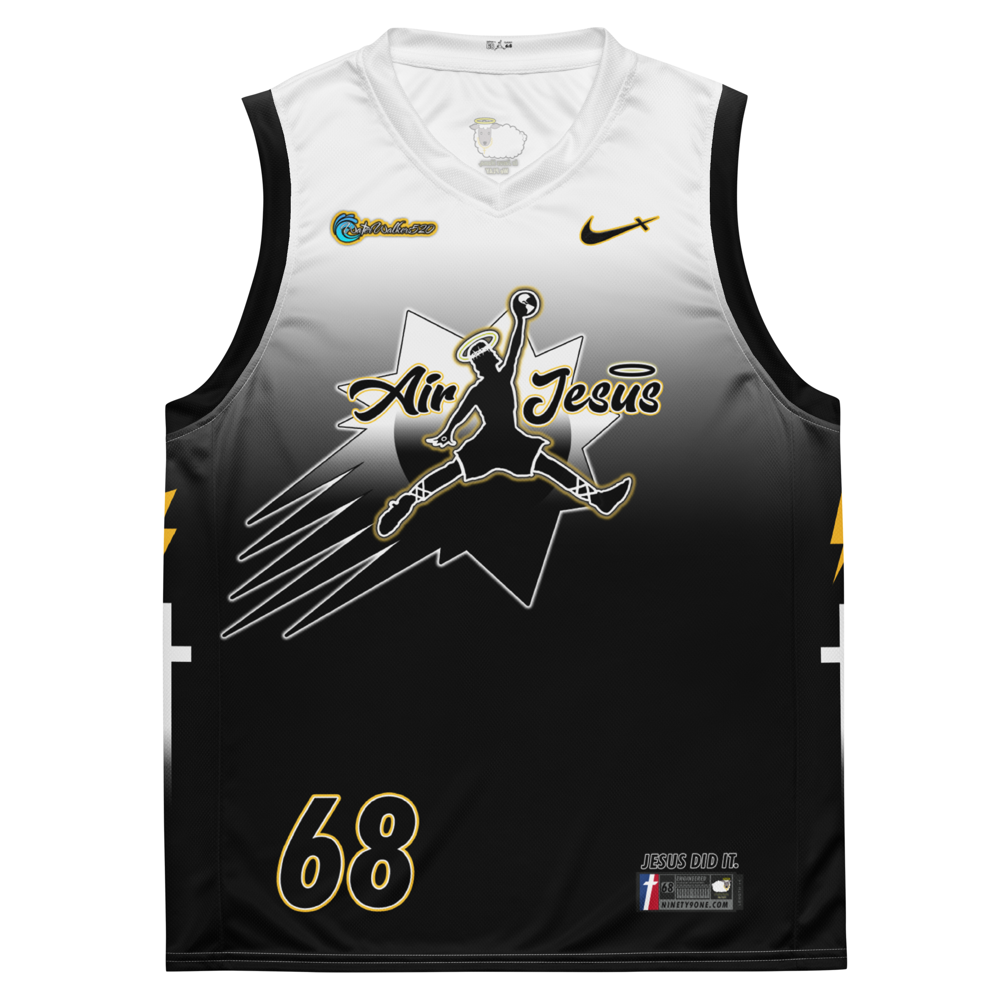 JAIME: WATER WALKERS AIR JESUS JERSEY BLACK/WHITE/GOLD