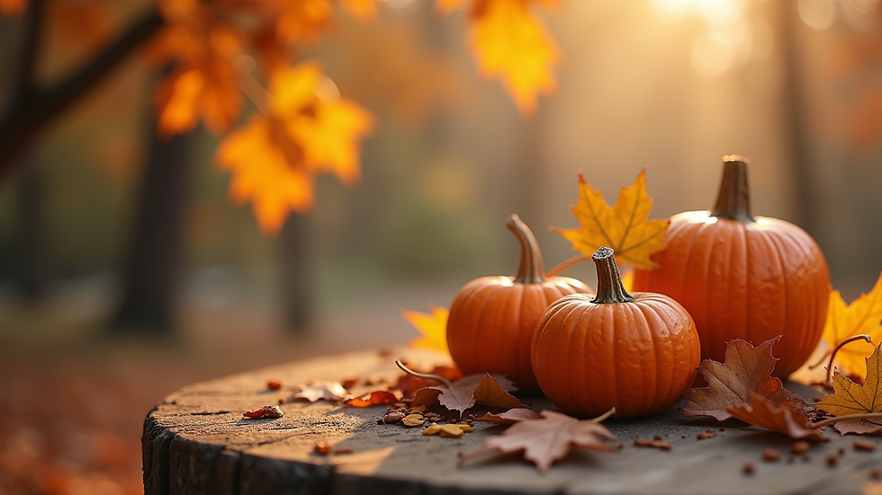 Close-up view of autumn-themed eco-friendly decorations