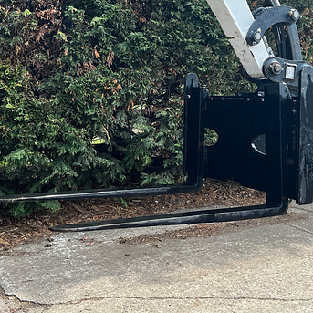 Set of Excavator Pallet Tines on 35mm Pins, locking tines that are adjustable in width.