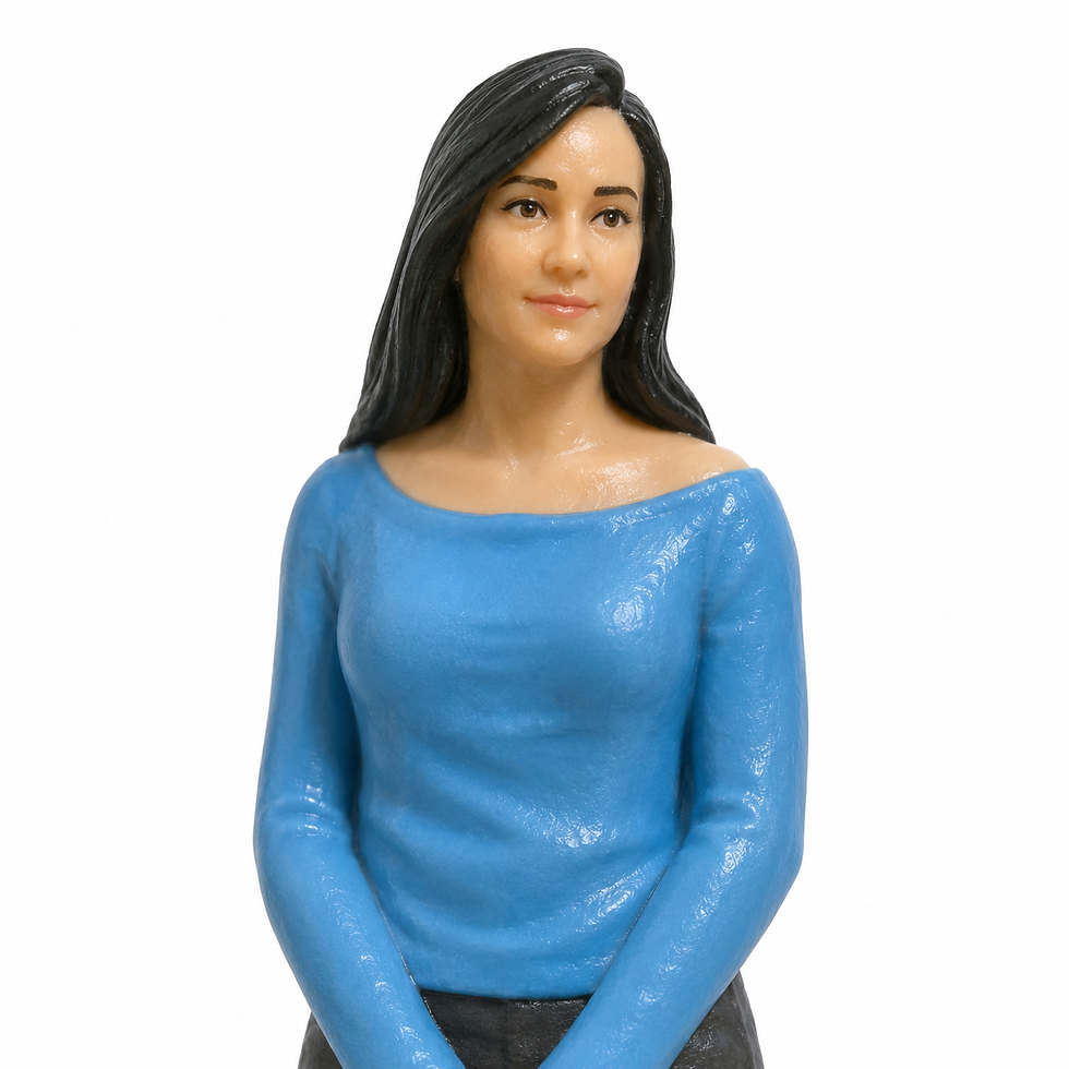 Scale Speed Syndicate team member Ari Filtaire figurine in a blue top,