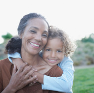girl hugging mom