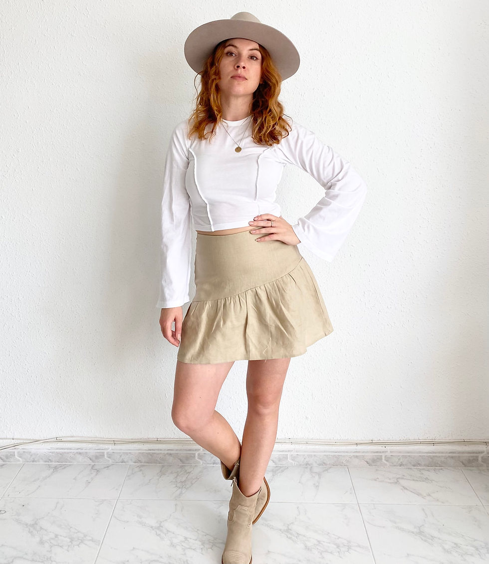 Thumbnail: Linen Diagonal Ruffle Skirt