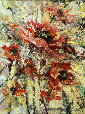 Маки на ветру. 40х30 х.м. 2008г.