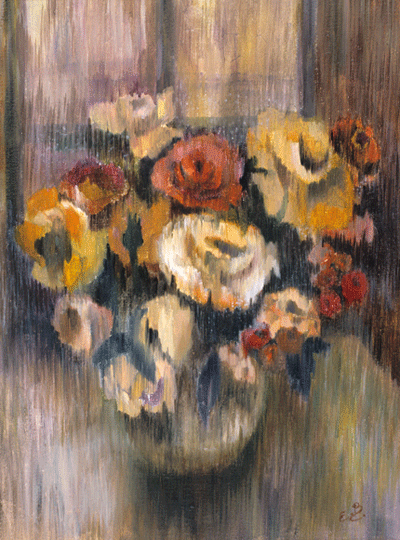 Розы у окна. 40х30 х.м. 1998г.