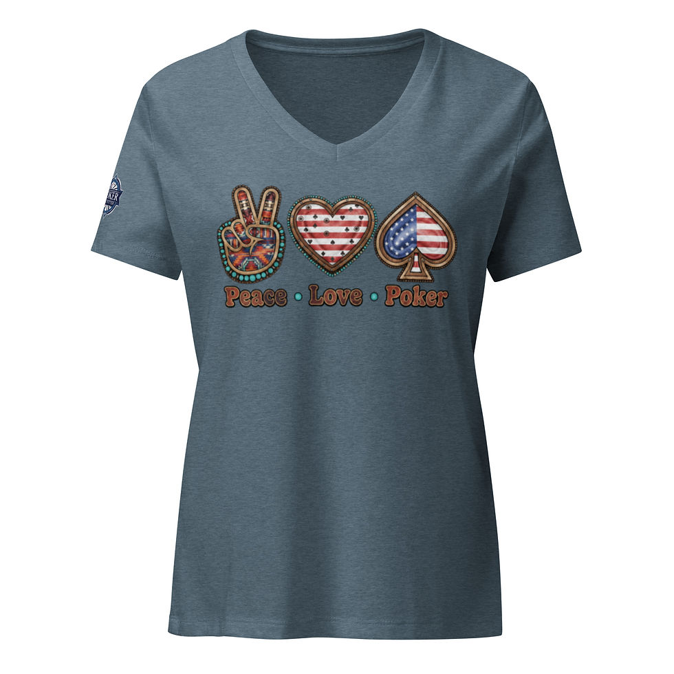 Thumbnail: Peace  Love  Poker Women’s relaxed v-neck t-shirt