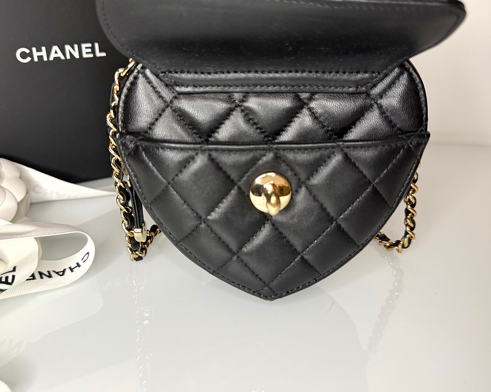 Thumbnail: Chanel Black Quilted Lambskin Mini CC In Love Heart Bag