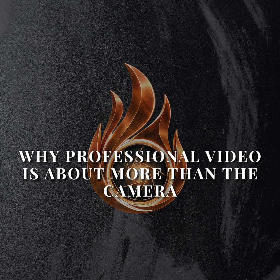Told By Fire flame logo on a black textured background with white text reading “Why Professional Video Is About More Than the Camera.