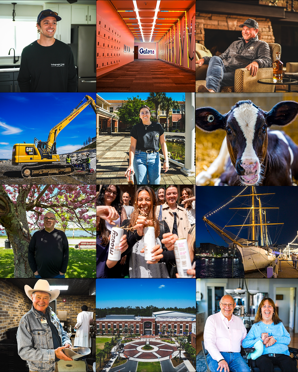 Collage of client brands including ESI Electrical Services, Oakridge Dairy, EVO Real Estate, Modern Milkman, Nathan Clark Team, Balkun Title and Closing, Classey Construction and Earthlight Technologies, showcasing a diverse portfolio across construction, energy, real estate, food & beverage, and investment sectors in Rhode Island, Massachusetts, Tampa and Connecticut.