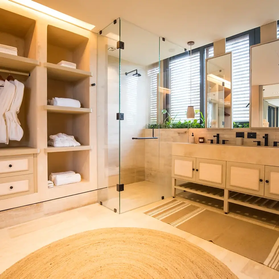 Palm Villas - View of Modern Bathroom at Palm Villas, showcasing Spacious Bathroom, Dual Vanity.