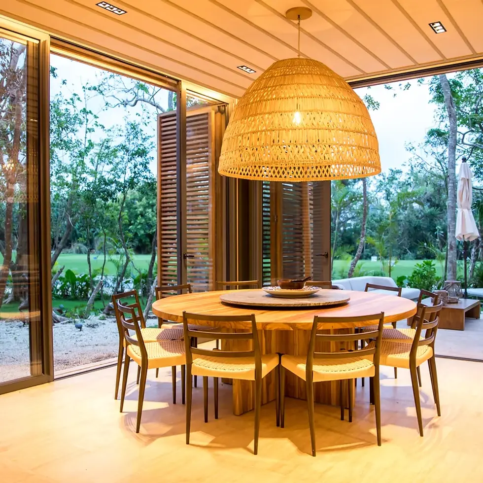 Palm Villas - Image of Lounge at Palm Villas, featuring Modern Dining Room, Indoor-Outdoor Living.