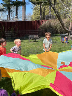 students with parachute