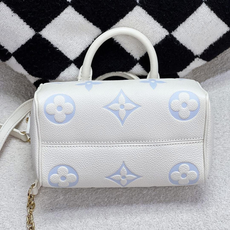 Louis Vuitton Speedy 20 Bandouliere in Latte and Candy Milky Way Bottom View