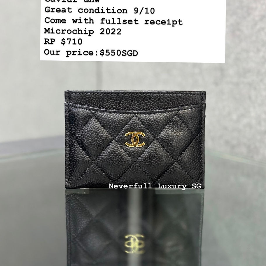 Chanel Classic Card Holder in Black Front View
