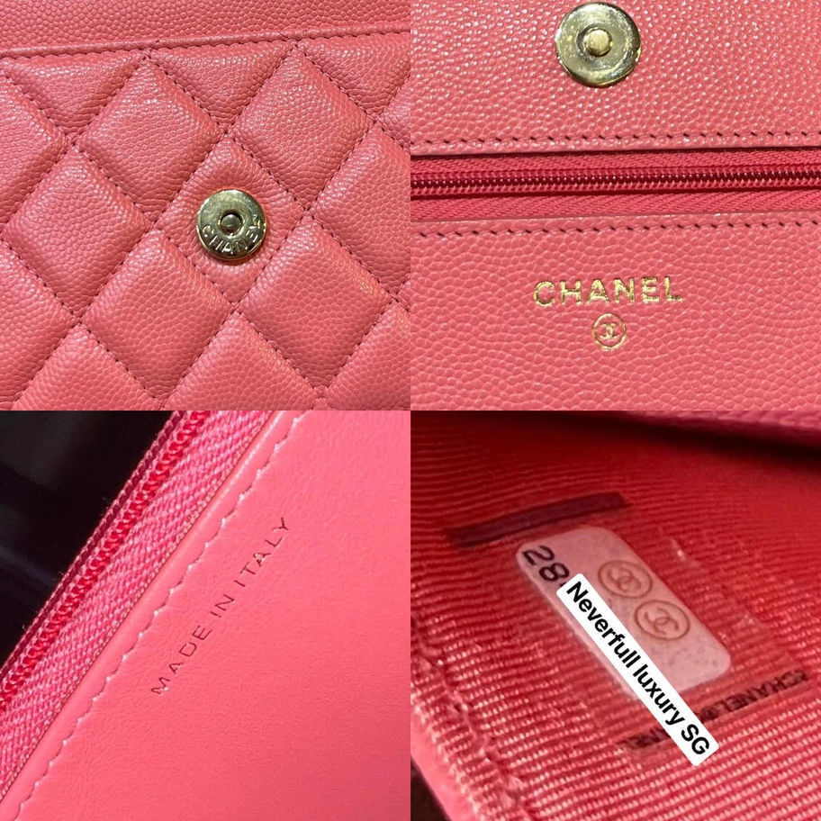 Pink Chanel Classic Flap Mini Wallet
