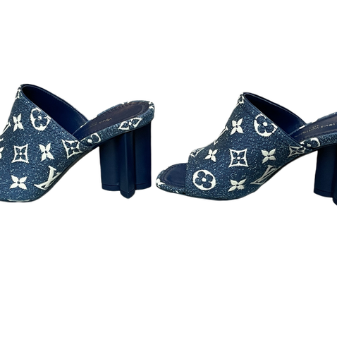 LOUIS VUITTON ライトブルー ミュール 質屋 LV ルイヴィトン シルエットライン ミュール サンダル