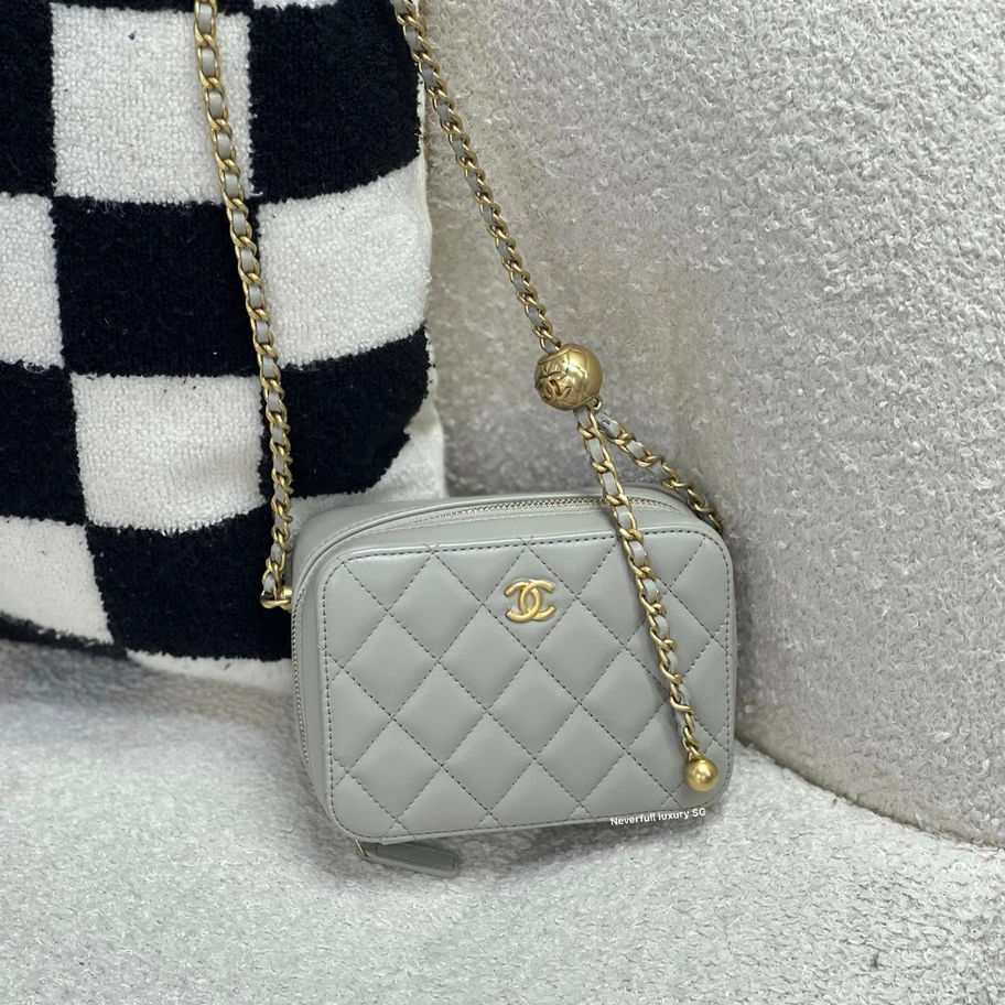Chanel Mini Camera Bag in Grey Front View