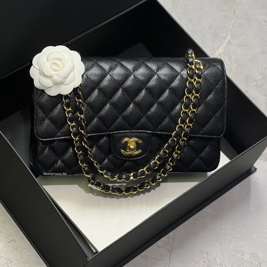 Chanel Classic Double Flap Medium in Black Front View