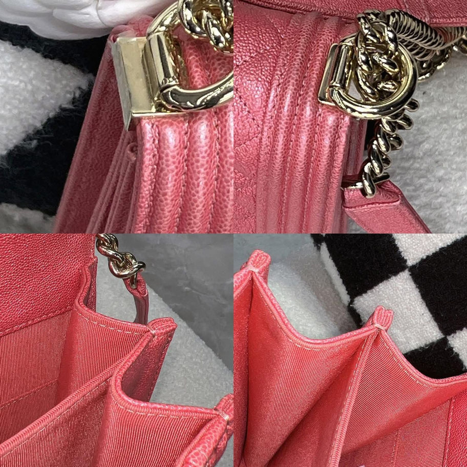 Chanel Boy Vertical 19S in Pink Iridescent Hardware and Corner View