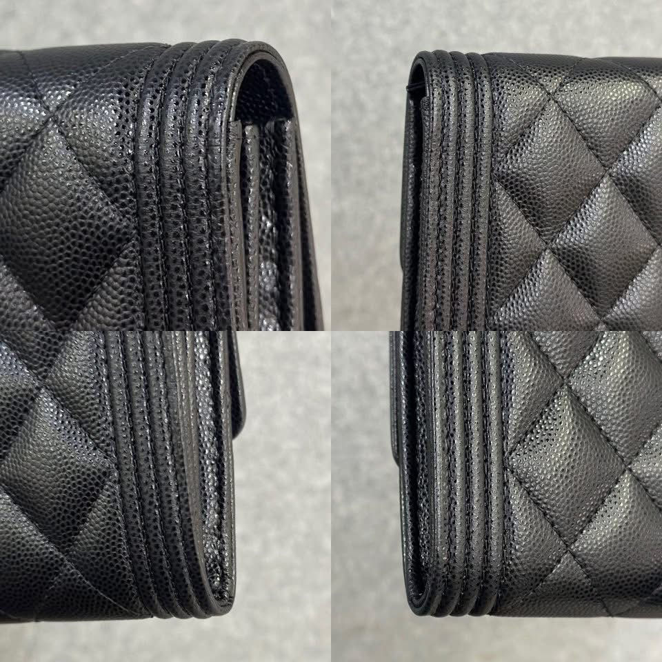 Chanel Boy Long Wallet in Black Corner View